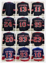 Reverse Retro Hóquei Mika Zibanejad Jersey 13 Alexis Lafeniere 10 Artemi Panarin Jersey 20 Chris Kreider Adam Fox 24 Kaapo Kakko Wayne Gretzky Messier Blue Marinha