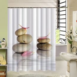 Stone Garden Zen Shower Curtain 180X180cm Waterproof Textile Polyester SPA Fabric Mildew Bath Accessory T200711