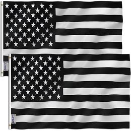 Black and White American Flag 3x5ft for Indoor Outdoor Use , Digital Printed with 2 Brass Grommets, Double Stitching