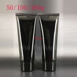 50g 100g 160g Empty Black Soft Squeeze Cosmetic Packaging Refillable Plastic Lotion Cream Tube Screw Lids Bottle Containershipping