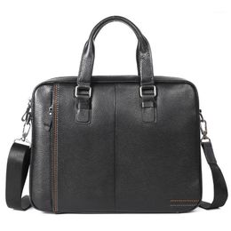 Nesitu High Quality A4 Black Blue Coffee Genuine Leather Office Men Briefcase Portfolio Business Shoulder Messenger Bags M2556051