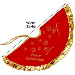 Christmas Decorations 90cm Tree Skirt Santa Claus Red Gold Frame Rug Year Merry Party Decoration 1pc1