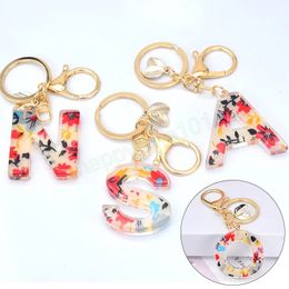 Colorful A-Z English Letter Keychains Handbag Acrylic Plastic Charms Pendant Ornament Key Ring Holder Jewelry Gifts Accessories