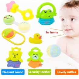 8pcs/set Baby Teether Cute Cartoon Rattles Teethers Infant Training Tooth Bell Toys Massager Baby Toys 0-12 months LJ201114