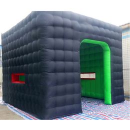 wholesale Celebration ceremony 5x5m big green/black inflatable cube tent square kiosk with door for outdoor events