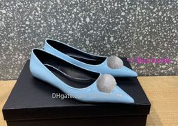 Top leather women's pointed formal shoes fashion high-quality paint button flat shoes exhibition party luxury designer shoe delivery box 35-42