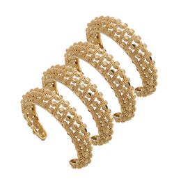 Gold Color Rhomb Hollow Free Size Cuff Bracelets Bangles Vintage Ethnic Jewelry For Women Dubai Jewelry