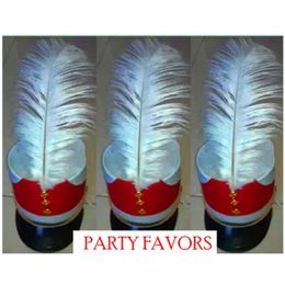 White Feather Military Cosplay Top Hats Music Drum Team Cap Festival School Stage Performance Accessories Bar Club Dancer Singer Hat