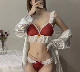 Wriufred Red Magic Girl Girl Cute Lingerie Underpants Suit Ruffle ...