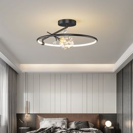 Round Nordic Bedroom Ceiling Light Simple Black Gold Warm Room Study Lamp Led Ceilings Lamps Modern Lights Living Room Lighting