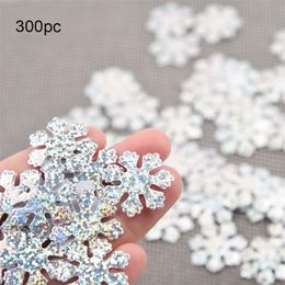 300pcs/pack Xmas winter Rainbow Color Cloth Snowflake Confetti Christmas decoration 25mm snow flakes FDH Y201020