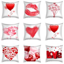 45*45CM Valentines Day Pillow case Polyester White Pillow Cover Cushion Cover Decor Pillow Case Blank Car Decor Gift 50pcs