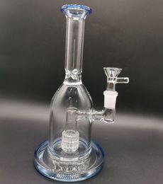 8.5 inch unique glass water bong Hookahs inline perc blue water pipe tall heady dab rig with 14mm bowl