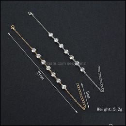 Anklets Jewelry Fashion Crystal For Women Gold Sier Color Boho Anklet Bracelet On The Leg Foot Bracelets Bohemian Drop Delivery 2021 W2Gbn