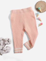 Baby Striped Trim Ribbed Knit Pants SHE