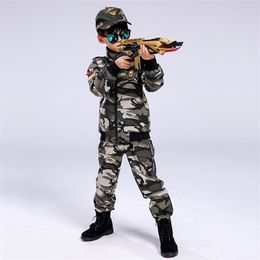 Children's Boy Camouflage Clothing Sets Soldier Army Uniform Big Student Cotton Clothes Kids Tracksuits 2pcs Boys SportwearX1019