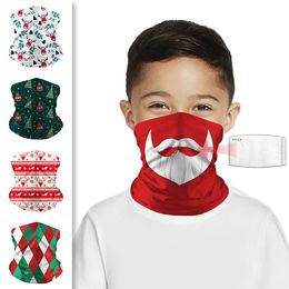Christmas Kids Scarfs Cycling Face Mask Protective Masks With Filter Winter Warm Wrap Neck Ring For Children Outdoor Sport Scarves