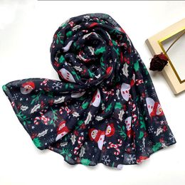 New Unisex Warm Scarves Women Christmas Festive Winter Snowman Print Warm Winter Snow flake Scarf Fashion Snowman Print Chrismas Gift