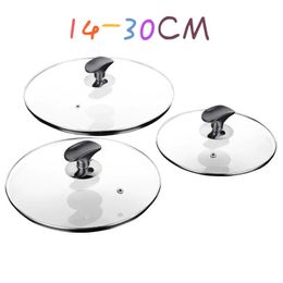 14-30CM Universal Cookware Cover Tempered Glass Lid For Frying Pan Saucepan Cooking Pot Wok With Knob Kitchen Cooker Accessories 201223