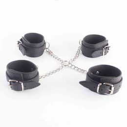 NXY Sex Adult Toy Sodandy Wrist Cuffs Ankle Shackles Leather Leg Restraints Bondage Body Fetter Adjustable Handcuffs Suit1216