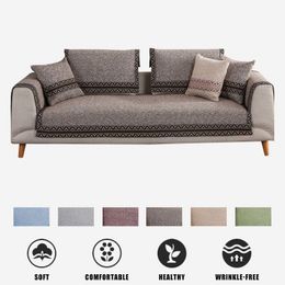 Simple Cotton Linen Weaving Sofa Cover Anti-dirty Couch Slipcovers Living Room Sectional Case For Sofa 1pc Home Sofa Decor Mat 201119