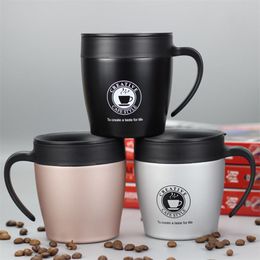 ZOOOBE Coffee Mug Thermos Stainless Steel Insulated water Cups Tumbler With Handle lid and Mixing spoon Office travel coffee cup 201109
