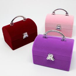 Gift Wrap Women Earrings Rings Jewellery Packaging Boxes Portable Velvet Necklace Box With Handle1