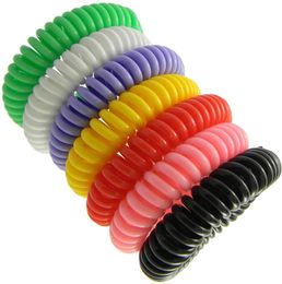 Pack of 2 Flexible Stretchable Plastic office Spring Spiral Wrist Coil Band Key Chain Ring Tag for Sport Yoga Sauna Pool Office School