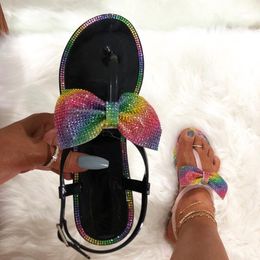 2020 New Fashion Crystal Bow Slippers Women Jelly Sandals Flat Slides Casual Beach Flip Flops Summer Jelly Shoes Crystal Sandals1