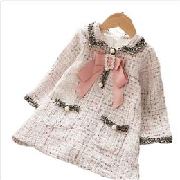 Toddler Girl Dresses Long Sleeve Plaid Bow Kids Party Dresses Fashion Boutique Girls Fall Dress Princess Costume 2 3 4 5 6 Year LJ200923