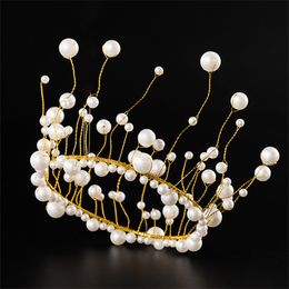 Party Decoration Crown Cake Topper Birthday Pearl Tiara Wedding Baby Shower