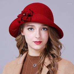 Stingy Brim Hats Autumn And Winter Ladies British Wool Solid Colour Bowler Hat1