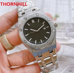 Famous designer men skeleton dial watch 42mm quartz movement classic full stainless steel strap top quality President Luminous Wristwatches montre de luxe gift