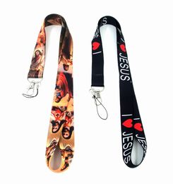 Cell Phone Straps & Charms I Love Jesus key lanyards id badge holder keychain straps for mobile Rings Accessories