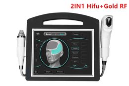 2IN1 4D Hifu Gold Micro Needle Radio Frequency Fractional RF Focused Ultrasound 3D Hifu Machine DHL Fast Ship