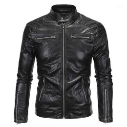 Men's Leather & Faux Wholesale- 2021 Spring Autumn Jacket Men Slim Standard Stand Collar Moto Coat Suede 18Y61911