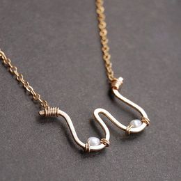 Collana di tette fatta a mano in oro riempito / argento 925 girocollo pendenti di perle naturali collana di gioielli Boho Collier Femme Kolye Q0531