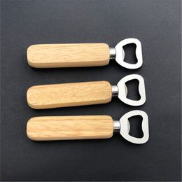 Wooden Handle Beer Bottle Opener Non Slip Solid Wood Stainless Steel Durable Kitchen Supplies Bottles Openers Retro Style New 1 45lx F2