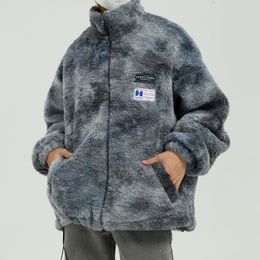 Hip Hop Mens Jacket Parka Colorful Camouflage Streetwear Men Harajuku Lamb Wool Fleece Winter Coat Men