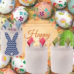 Sublimation Long Ears Rabbit Basket Festive Easter Eggs Hunt Bucket Cute Bunny Buckets Kids Candy Gift Bag Festival Home Decor