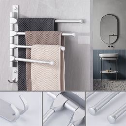 Nail Free 30CM Multi Arms Hanging with Hooks Rack Movable Towel Bars Bathroom Products Y200407