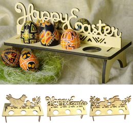 Wooden Easter Egg Rack Bunny Rabbit Easter Egg Shelves Stand Rack Holders Bunny Pattern Party Wooden Ornament