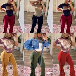 Designer Womens Flare Pants Casual Sexy Slim Fit Tassel Hip Cargo Women Trousers High Elasticity Clothing