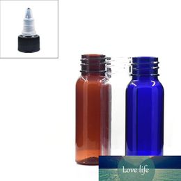 20ml round empty clear/amber plastic pet bottle with black twist-open dispensing cap X 10