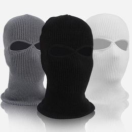 Beanies Unisex 2-Hole Knitted Ski Mask Balaclava Hat Winter Solid Color Full Face Cover Neck Gaiter Outdoor Windproof Beanie Cap1