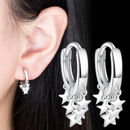 Five Star Dangle Earring Hoops 316L Stainless Steel Cartilage Hoop Earrings Punk Ear Jewellery for Women