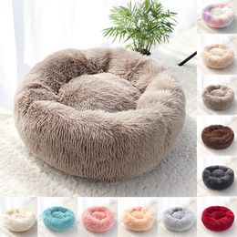 Pet Dog Bed Mat Fluffy Calming Dog Bed Blanket Long Plush Cat Dog House Beds Hondenmand Round Lounger Sofa Sleeping Bag Kennel 201126