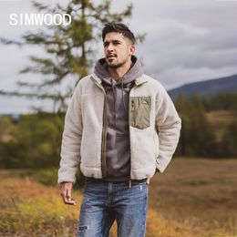 SIMWOOD Autumn winter new panelled fleece jacket men plus size sherpa teddy Jacket high quality plus size coats SI980742 201123