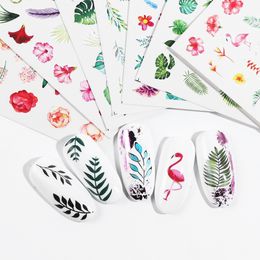 20Pcs Water Nail Decal and Sticker Flower Leaf Tree Green Simple Summer DIY Slider for Manicure Nail Art Watermark Manicure Decor