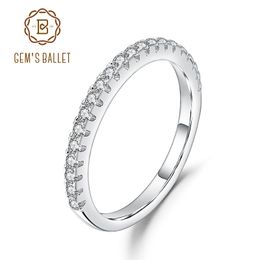 GEM'S BALLET Luxe 925 Sterling Silver Classic Wedding Band Ballad Moissanite Ring For Women Fine Jewelry 0.015Ct 1.5mm EF color Y200321